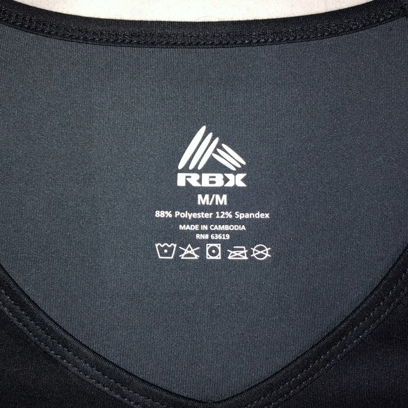 RBX V-Neck Dri-Fit Workout Exercise Top Black Camo - Picture 5 of 5